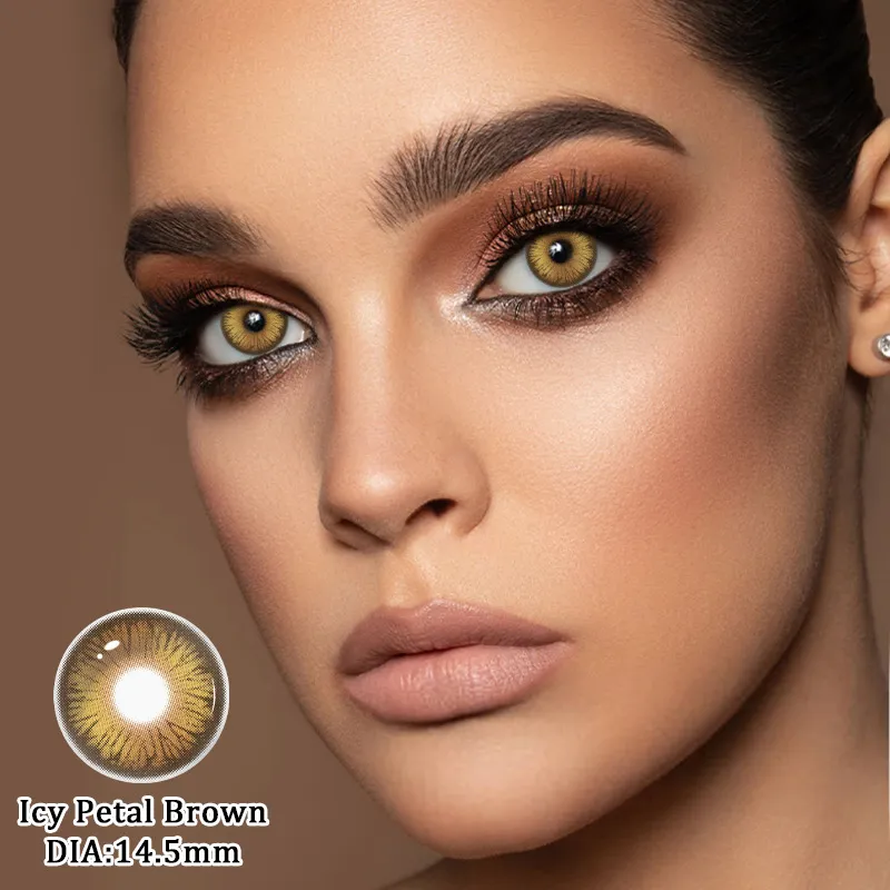 EyeLensy Ledový Okvětní Lístek Hnědá Barevné Kontaktní Čočky 1 Rok