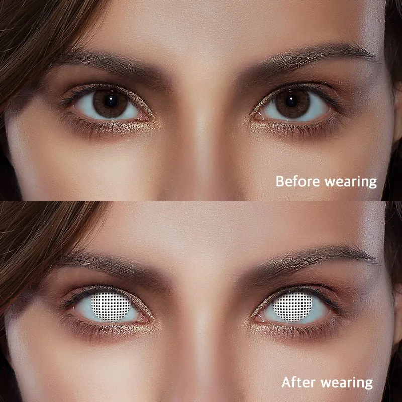 EyeLensy Bílá mřížka Barevné Kontaktní Čočky 1 Rok
