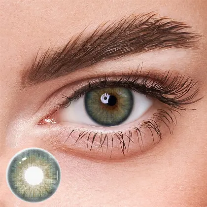 EyeLensy Křížené Kotě Zelená Barevné Kontaktní Čočky 1 Rok