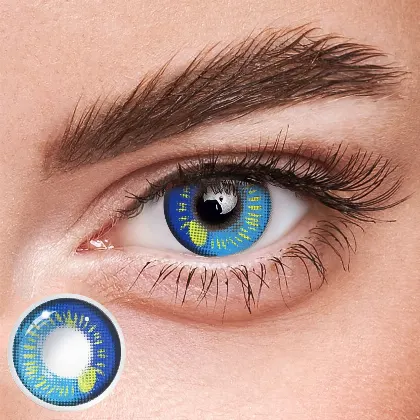 EyeLensy Overløb Blå Farvede Kontaktlinser 1 År