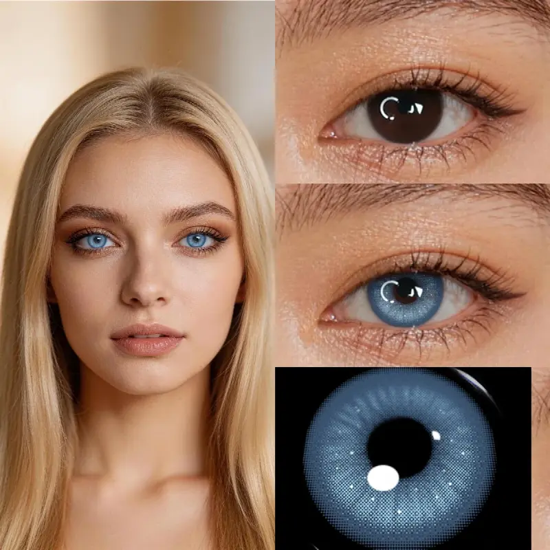 EyeLensy Třpytivá modrá Barevné Kontaktní Čočky 1 Rok